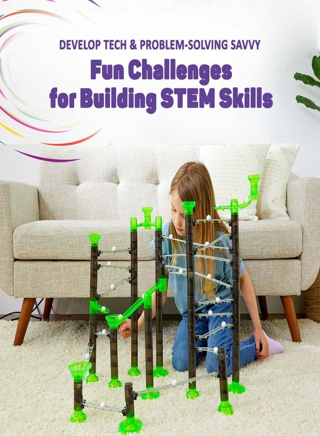 Marble Genius Marble Rails Starter Set, 200 Piece Marble Run for Kids 8+ (30 Marbles, 30 Rail Pieces, 12 Base Pieces & More), STEM, Full-Color Instructions, Great for Kids & Teens - Image 4